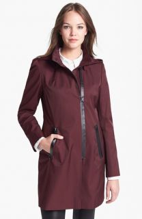 Via Spiga Asymmetrical Faux Leather Trim Raincoat (Online Only)