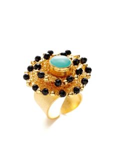 Turquoise & Black Onyx Ring by Grand Bazaar   New York