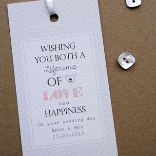 personalised wedding gift tag by button box cards
