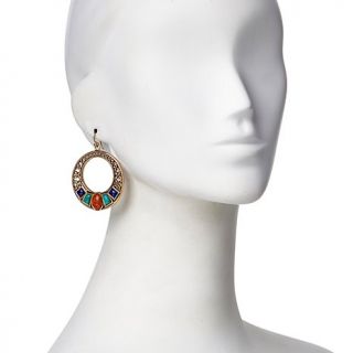 Studio Barse "Terra Cotta" Multigemstone Bronze Hoop Earrings