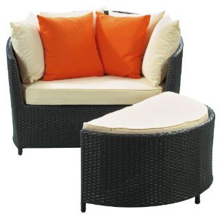 LexMod Wedge Outdoor Wicker Patio Lounge Chair with Ottoman  Outdoor Lounge And Ottoman  Patio, Lawn & Garden