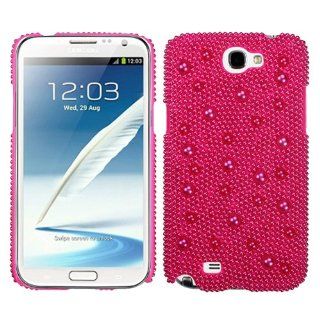 Hard Plastic Snap on Cover Fits Samsung T889 I605 N7100 Galaxy Note II Hot Pink Pearl Diamond Back AT&T Cell Phones & Accessories