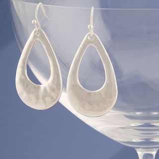 hammered silver teardrop earrings by baronessa