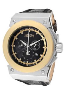 Invicta 10951  Watches,Mens Akula/Reserve Chronograph Black Textured Dial Black Genuine Leather, Chronograph Invicta Quartz Watches