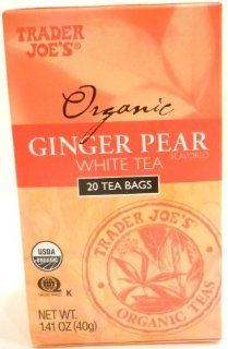 Trader Joe's Organic Ginger Pear White Tea 20 Tea Bags Delicious  Organic Pear And Ginger Tea  Grocery & Gourmet Food