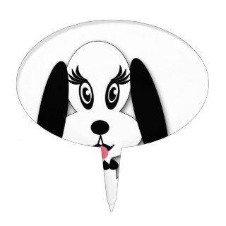 Children's Cute Black and White Dog Design Cake Toppers