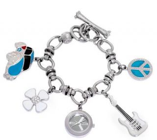 Lucky Brand Womens Silvertone Dangle Charm Watch —