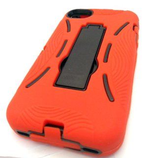 Apple iPhone 4 4g 4s ORANGE SOLID IMPACT PROTECTION CASE STAND HEAVY DUTY KICKSTAND HARD SOFT HYBRID AT&T Verizon Sprint Case Skin Cover Protector Cell Phones & Accessories