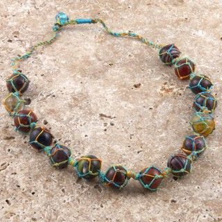 Glass Rainbow Colored Marbles Necklace (India) Necklaces