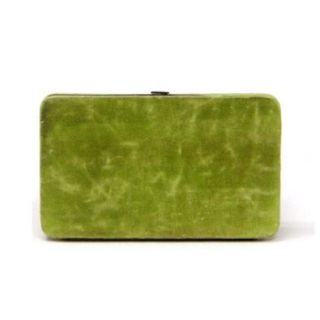 Women's Soft Leatherette Distressed Flat Wallet Clutch (Green) Shoes