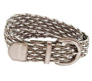 Amiee Lynn Woven Belt with Metallic Accents and Buckle —