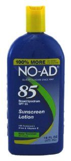 NO AD Water Resistant Sunscreen Lotion, SPF 85 16 fl oz (475 ml) Sports & Outdoors