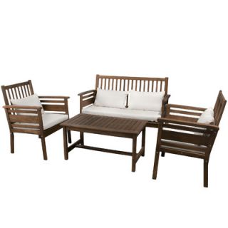 Home Loft Concept Carolina 4 Piece Outdoor Wood Lounge Seating Group