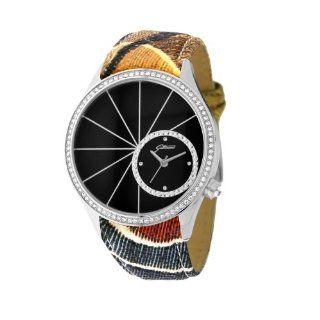 Gattinoni Women's W0225JSTBLK Cassiopea Black Dial Zircon Crystal Bezel Ring Planetarium Leather Watch Watches