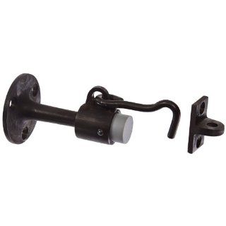 Rockwood 476.10B Bronze Door Stop with Keeper, #12 x 1 1/4" FH WS Fastener with Plastic Anchor, 2 1/4" Base Diameter x 3 3/4" Height, Satin Oxidized Oil Rubbed Finish