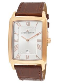 JACQUES LEMANS 1607E  Watches,Mens Bienne 1 1607E Brown Leather, Casual JACQUES LEMANS Quartz Watches