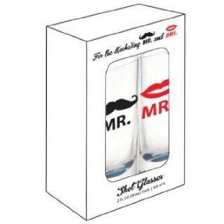 Mr. and Mrs. Mustache Lips Shot Glass Collection By Slant Kitchen & Dining