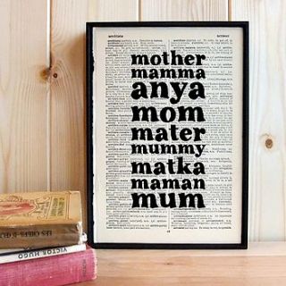 mother's day framed word art by bookishly
