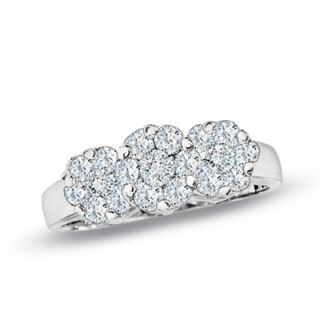 CTW. Diamond Flower Ring in 14K White Gold   Zales