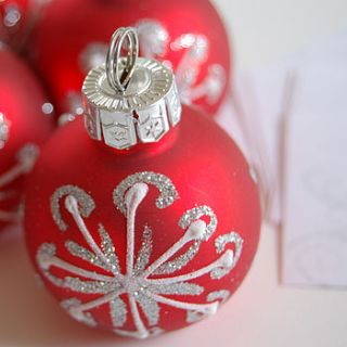 bauble place card holders red by velvet brown