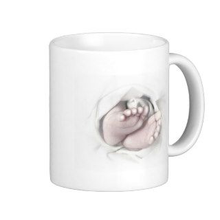 newborn baby feet pencil sketch mug