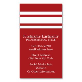 Red and White Stripes with Name and Number Business Card Templates