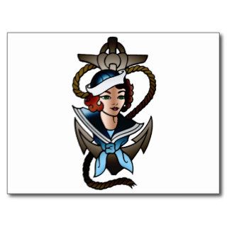 vintage sailor girl navy tattoo postcards