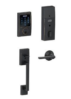 Schlage FE469NXCEN716LAT Aged Bronze Century Century Entrance Handle Set and Touch Screen Electronic Deadbolt with Latitude Interior Lever and Nexia Home Intelligence   Door Hardware  