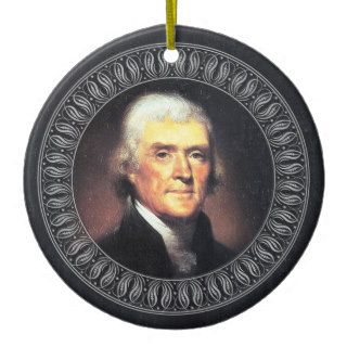 Thomas Jefferson Portrait and Quote   Double sided Christmas Ornaments
