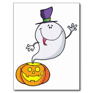 Cartoon Character Happy Ghost Postcard