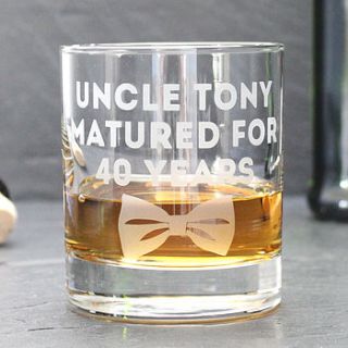 personalised 'dickie bow' whisky glass by becky broome