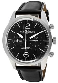Bell & Ross VINTAGE 126  Watches,Mens Vintage/Aviation Chronograph Black Dial Black Genuine Leather, Chronograph Bell & Ross Automatic Watches