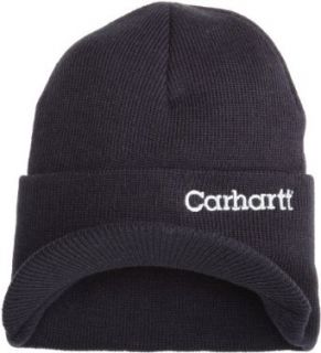 Carhartt Men's Knit Hat With Visor, Navy, One Size at  Mens Clothing store