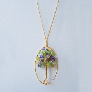 branching out gemstone tree necklace by eclectic eccentricity