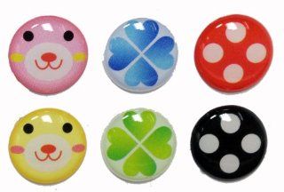 3D Semi circular Cute Bear Face Four Leaf Clover Dots Style 6 Pieces Home Button Stickers for iPhone 5 4/4s 3GS 3G, iPad 2, iPad Mini, iTouch Toys & Games