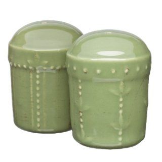 Signature Housewares Sorrento Collection Stoneware Salt and Pepper Shaker Set, Green Antiqued Finish Kitchen & Dining