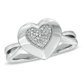 10 CT. T.W. Diamond Pavé Heart Ring in Sterling Silver   Size 7
