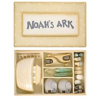 miniature wooden noah's ark gift set by the chic country home