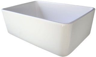 ALFI brand AB503 23 Inch Fireclay Single Bowl Farmhouse Kitchen Sink, White   Fireclay Apron Front Sink  