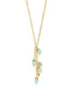 Gold & Gemstone Pendant Drop Necklace by Grand Bazaar   New York