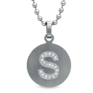 10 CT. T.W. Diamond Initial Disc Pendant in Stainless Steel (1