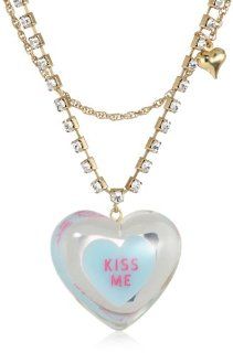 Betsey Johnson "Candy Land" 'KISS ME' Heart Pendant Necklace Jewelry