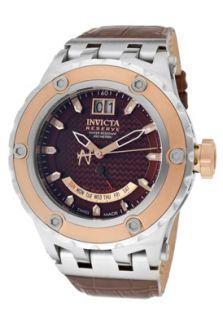 Invicta 10090  Watches,Mens Subaqua/Reserve Brown Carbon Fiber Dial Brown Genuine Leather, Casual Invicta Quartz Watches