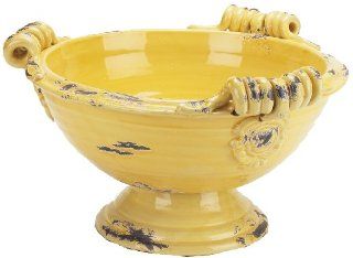 Napa Home & Garden Provencal 15 Inch by 9 Inch Decorative Ceramic Footed Low Bowl, Yellow Kitchen & Dining