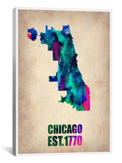 Chicago Watercolor Map by Naxart by iCanvasART
