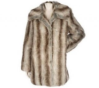 Dennis Basso Printed Faux Fur Coat with Convertible Collar —