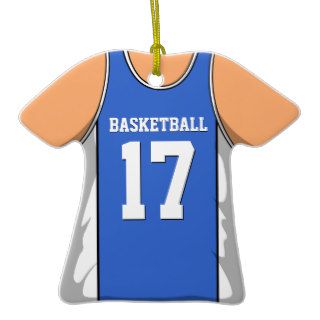 Blue and White Basketball Jersey 17 V1 Christmas Tree Ornament