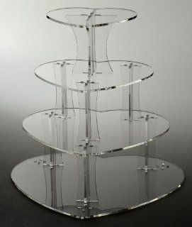 4 Tier Heart Acrylic Wedding Cupcake Stand Cake Stands Kitchen & Dining