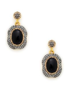 Black Onyx & CZ Drop Earrings by Grand Bazaar   New York