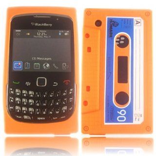 Retro Cassette Silicone Case Cover Skin For Blackberry 8520 9300 8530 Curve / Orange Design Cell Phones & Accessories